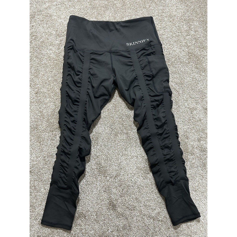 Skinnify Women's XL Band Resistance Active Performance Legging Pocket Black